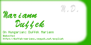 mariann duffek business card